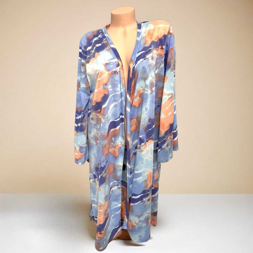 New York Laundry Tie-Dye Open-Front Duster Cardigan - Picture 3 of 12